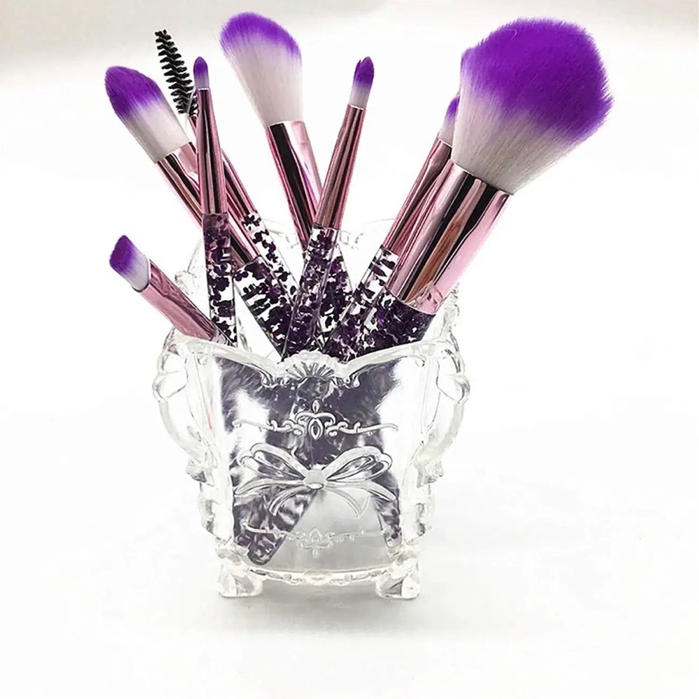 Ten Piece Makeup Brush Set with Glitter Handle Professional Full Coverage - Picture 11 of 11